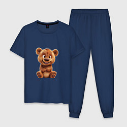 Пижама хлопковая мужская Милый плюшевый медведь, цвет: тёмно-синий