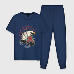 Пижама хлопковая мужская Орёл дух свободы, цвет: тёмно-синий