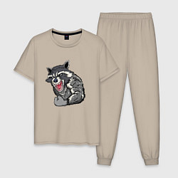 Пижама хлопковая мужская Raccoon, цвет: миндальный