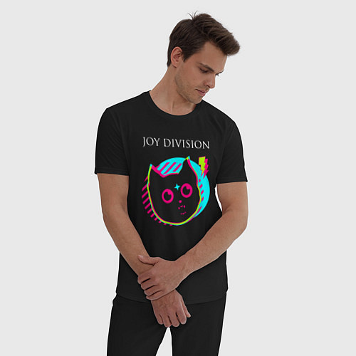 Мужская пижама Joy Division rock star cat / Черный – фото 3