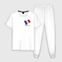 Пижама хлопковая мужская Im French - motto, цвет: белый