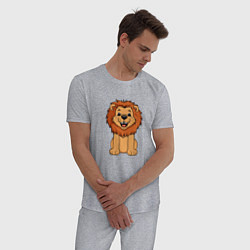 Пижама хлопковая мужская Весёлый лев, цвет: меланж — фото 2