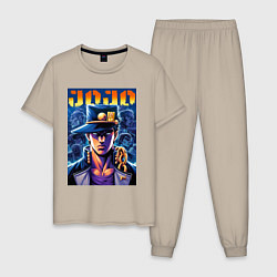 Пижама хлопковая мужская Jojo - Jotaro Kujo ai art, цвет: миндальный