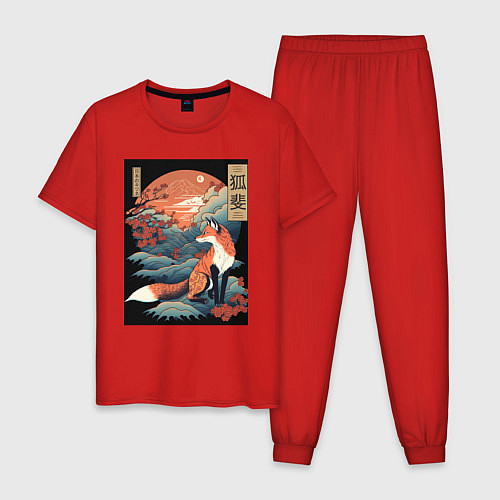 Мужская пижама Лиса в японском стиле / Красный – фото 1