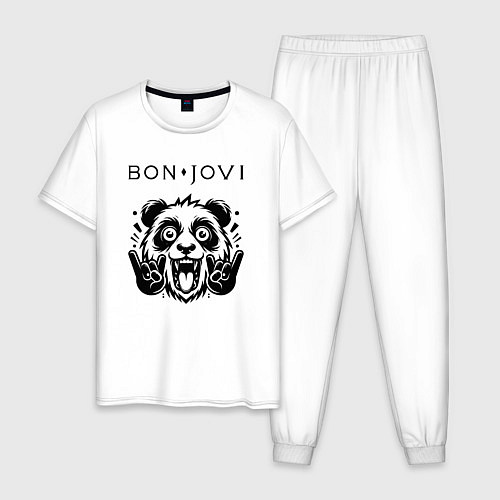 Мужская пижама Bon Jovi - rock panda / Белый – фото 1