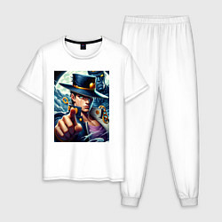 Пижама хлопковая мужская Jojo and his new stand ai art fantasy, цвет: белый