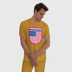 Пижама хлопковая мужская United States, цвет: горчичный — фото 2