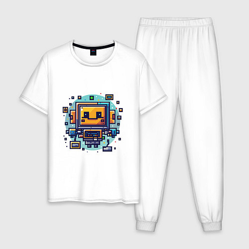 Мужская пижама Пиксель робот Макс / Белый – фото 1