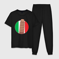 Пижама хлопковая мужская Пизанская башня, цвет: черный