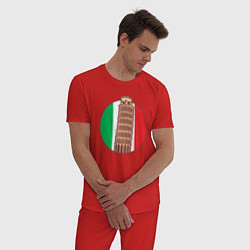 Пижама хлопковая мужская Пизанская башня, цвет: красный — фото 2