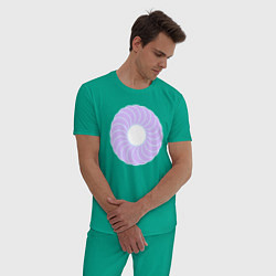 Пижама хлопковая мужская Наслоение окружностей по кругу, цвет: зеленый — фото 2