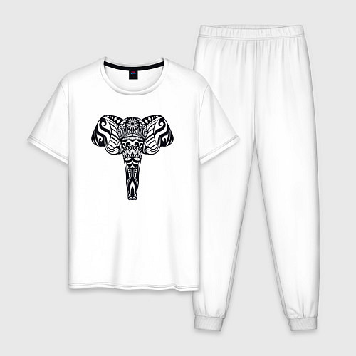 Мужская пижама Ethnic elephant / Белый – фото 1