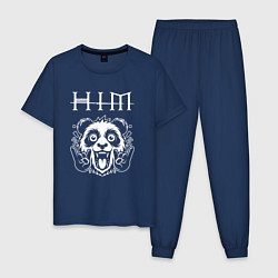 Пижама хлопковая мужская HIM rock panda, цвет: тёмно-синий
