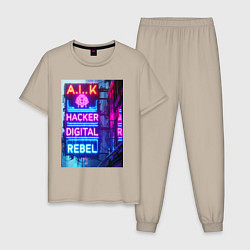 Мужская пижама Ai hacker digital rebel - neon glow