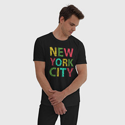 Пижама хлопковая мужская New York city colors, цвет: черный — фото 2
