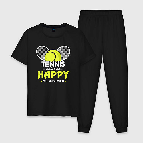 Мужская пижама Теннис делает меня счастливым а ты не очень / Черный – фото 1