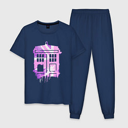 Пижама хлопковая мужская Pink tardis, цвет: тёмно-синий