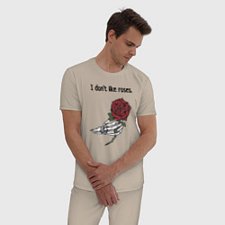 Пижама хлопковая мужская Не люблю розы, люблю деньги, цвет: миндальный — фото 2