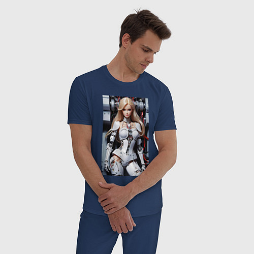 Мужская пижама Кибер Барби - нейросеть фантазия / Тёмно-синий – фото 3