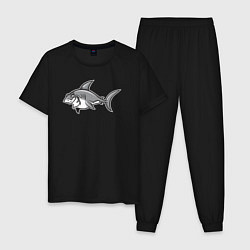Пижама хлопковая мужская Хитрая акула, цвет: черный