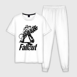 Пижама хлопковая мужская Фоллаут - силовая броня, цвет: белый