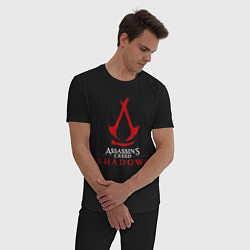 Пижама хлопковая мужская Assassins creed shadows logo, цвет: черный — фото 2