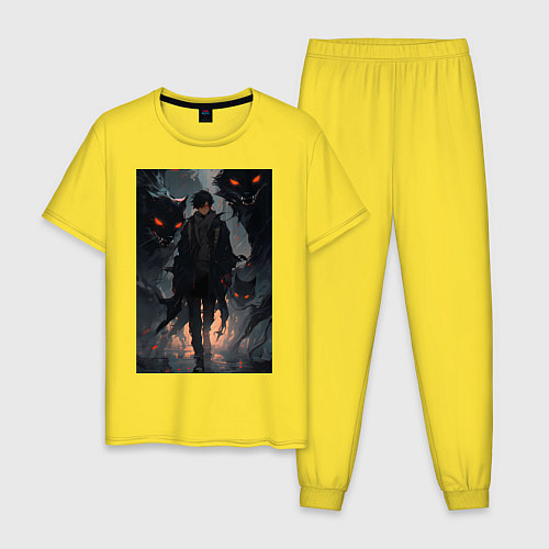 Мужская пижама Мэгуми Фусигуро арт Магическая битва / Желтый – фото 1