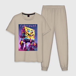 Мужская пижама Sponge Bob with a pistol - cyberpunk ai art