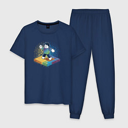 Пижама хлопковая мужская Роблокс куб, цвет: тёмно-синий