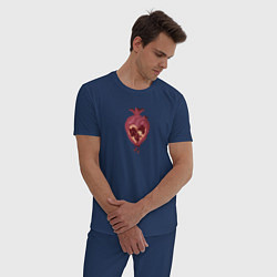Пижама хлопковая мужская Гранатовое сердце, цвет: тёмно-синий — фото 2