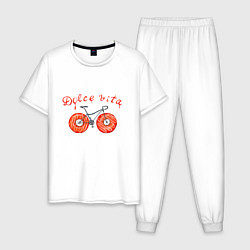 Пижама хлопковая мужская Велосипед с пончиками - dolce vita, цвет: белый