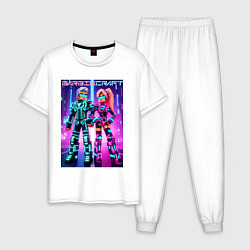 Пижама хлопковая мужская Barbie and Minecraft - collaboration, цвет: белый