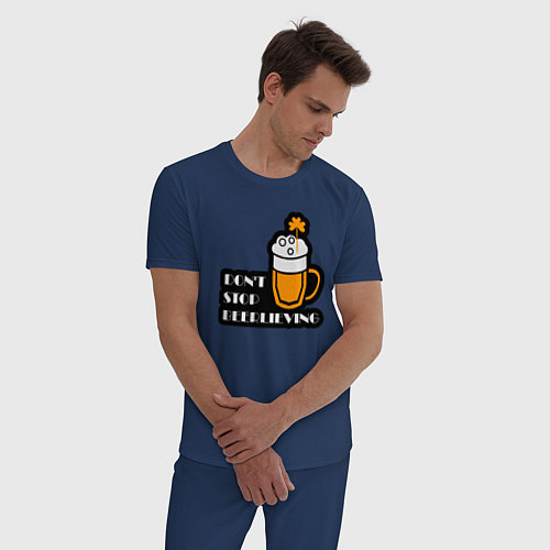 Мужская пижама Dont stop beerlieving / Тёмно-синий – фото 3