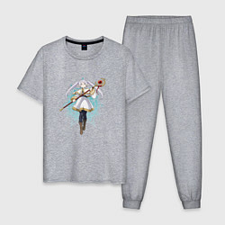 Пижама хлопковая мужская Маг Фрирен с посохом, цвет: меланж