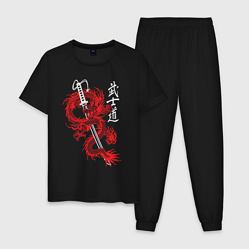 Мужская пижама Кодекс самурая - путь воина / Черный – фото 1