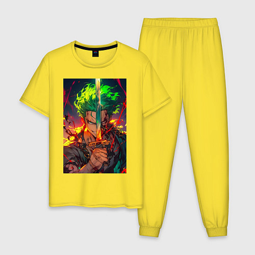 Мужская пижама Ван-Пис Зоро Ророноа мечник / Желтый – фото 1