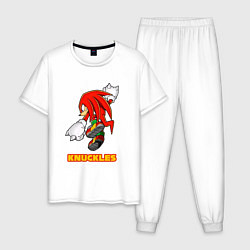 Пижама хлопковая мужская Knuckles ехидна из соника, цвет: белый