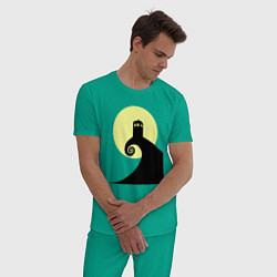 Пижама хлопковая мужская Tardis night, цвет: зеленый — фото 2