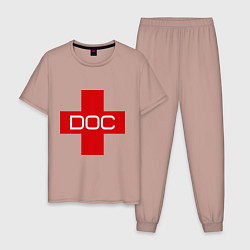 Пижама хлопковая мужская Доктор, цвет: пыльно-розовый