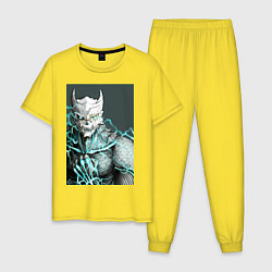 Пижама хлопковая мужская Кайдзю номер восемь, цвет: желтый