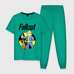 Пижама хлопковая мужская Vault boy and dog, цвет: зеленый