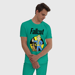Пижама хлопковая мужская Vault boy and dog, цвет: зеленый — фото 2