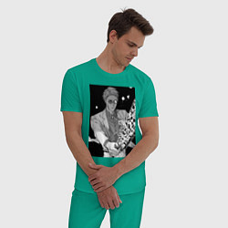 Пижама хлопковая мужская Магическая битва Кэнто Нанами маг первого класса, цвет: зеленый — фото 2