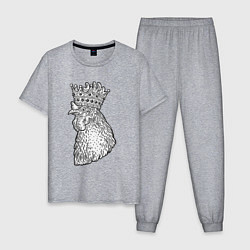 Пижама хлопковая мужская Петух король, цвет: меланж
