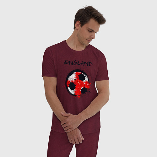 Мужская пижама Football England / Меланж-бордовый – фото 3