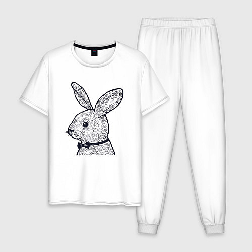 Мужская пижама Зайчик в бабочке / Белый – фото 1
