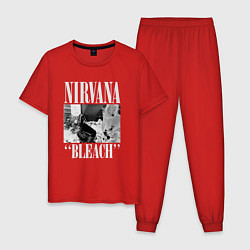 Пижама хлопковая мужская Nirvana bleach black album, цвет: красный