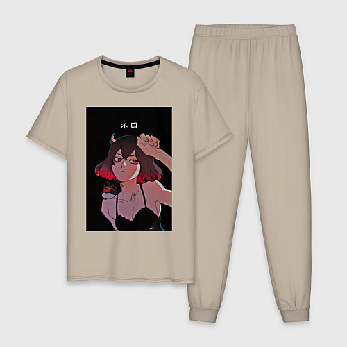 Мужская пижама Чёрный клевер неро / Миндальный – фото 1