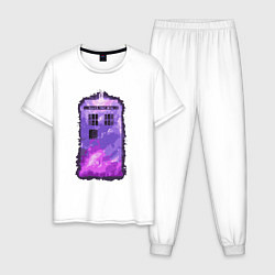 Пижама хлопковая мужская Violet tardis, цвет: белый