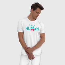 Пижама хлопковая мужская Once human logo, цвет: белый — фото 2